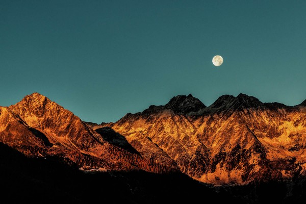 Moon over mountains